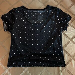 Black and White Polka Dot Cropped Shirt